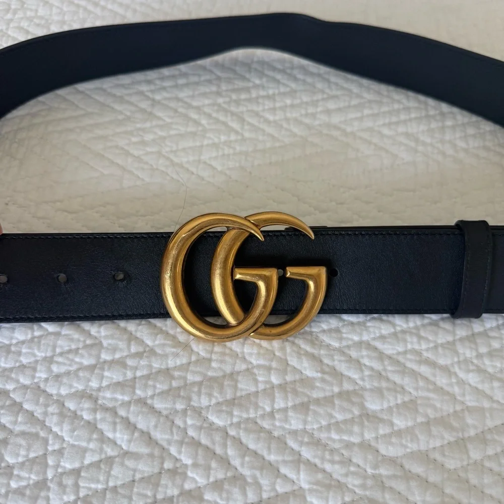 Gucci Marmont Belt with Gold Double G Buckle | 100% Authentic EUC Sz 8-12 - Picture 2 of 11